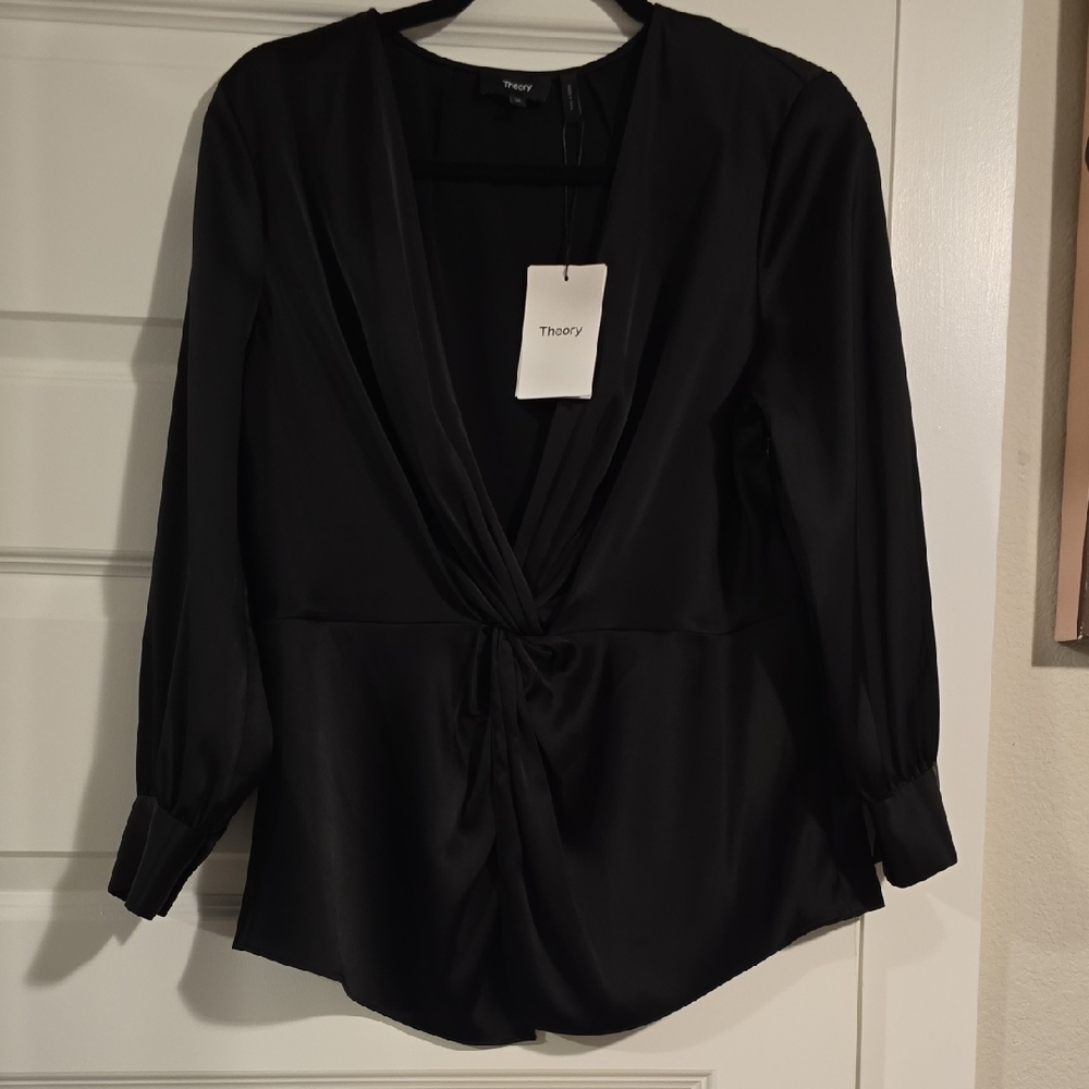 Theory Black Draped Women's Blouse
